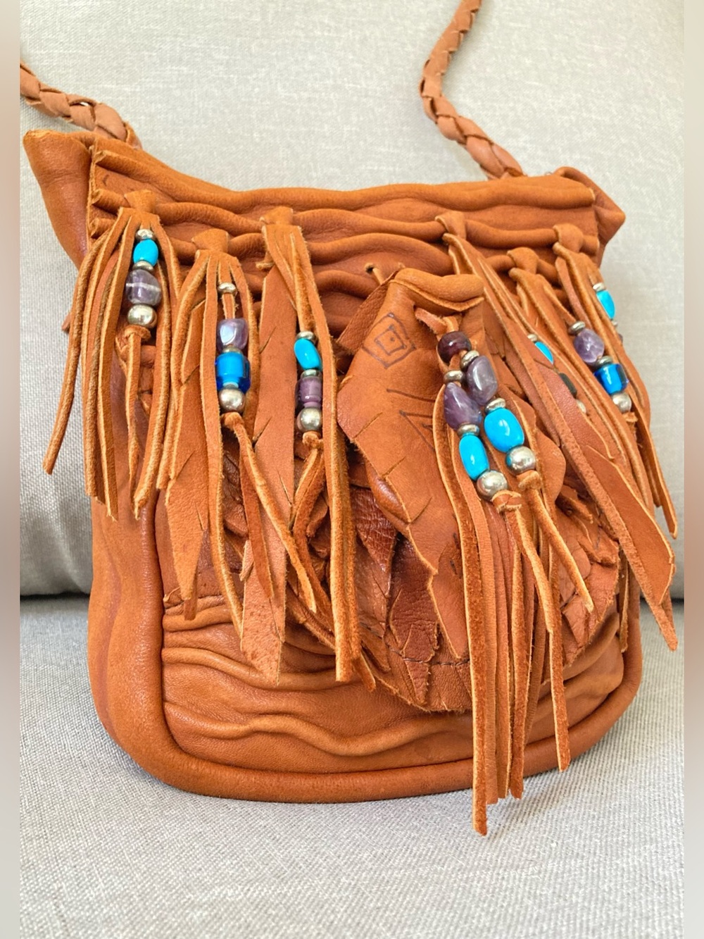 Moondancer Leather Deerskin Fringe Native Medicine Bag Purse Signed